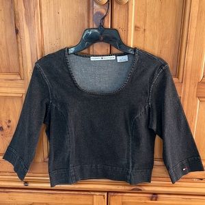 Tommy Hilfiger Black Denim Stretch Top Size 4